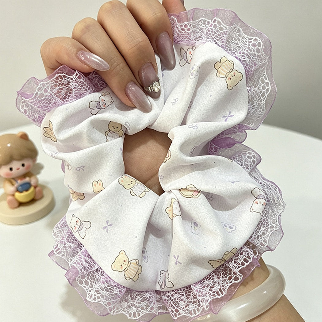 Gifty - Polyester Fabric Lace Ruffle Scrunchie