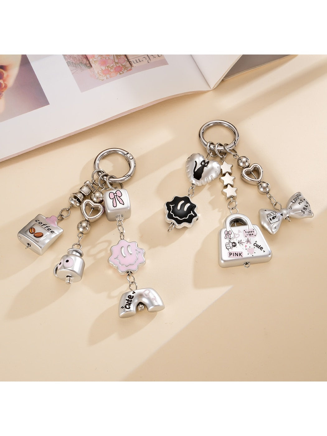 Keypus - Acrylic Alloy Bag and Bow Pendant Keychain