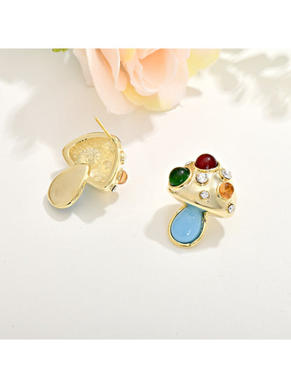 Earedge - Spring Color Block Mushroom Earrings