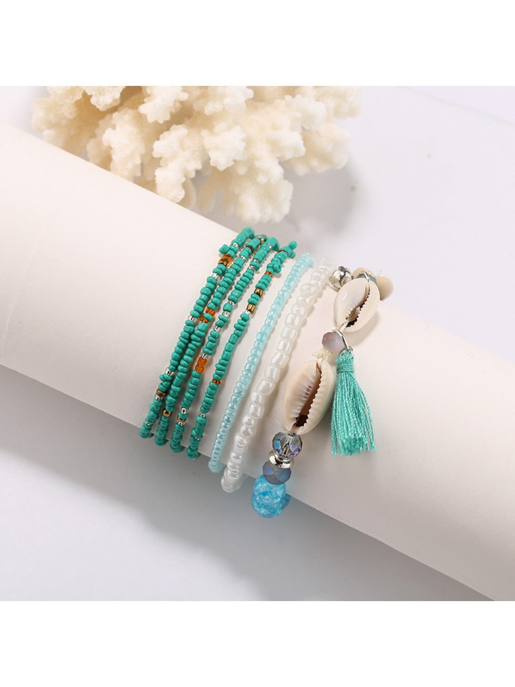 Lovra bracelet featuring natural stone beads and metallic spacers in boho design