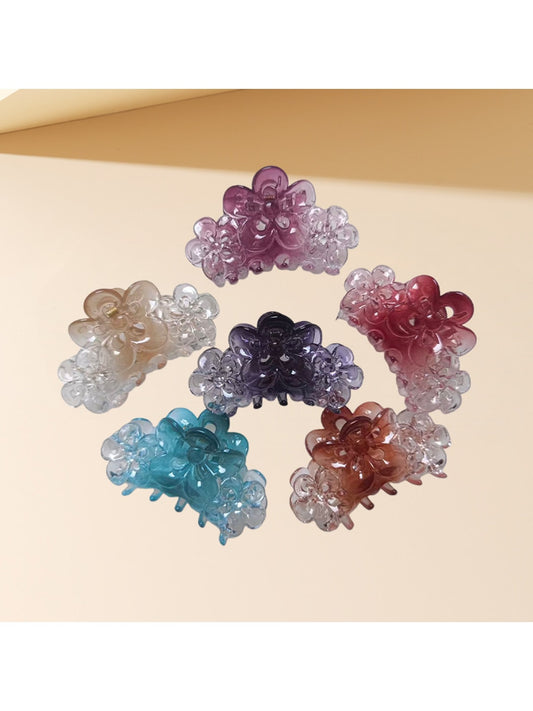 Beau - Gradient Three Flowers Plastic Claw Clip