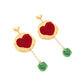 Earedge - Enamel Heart Tassel Dangle Alloy Earrings