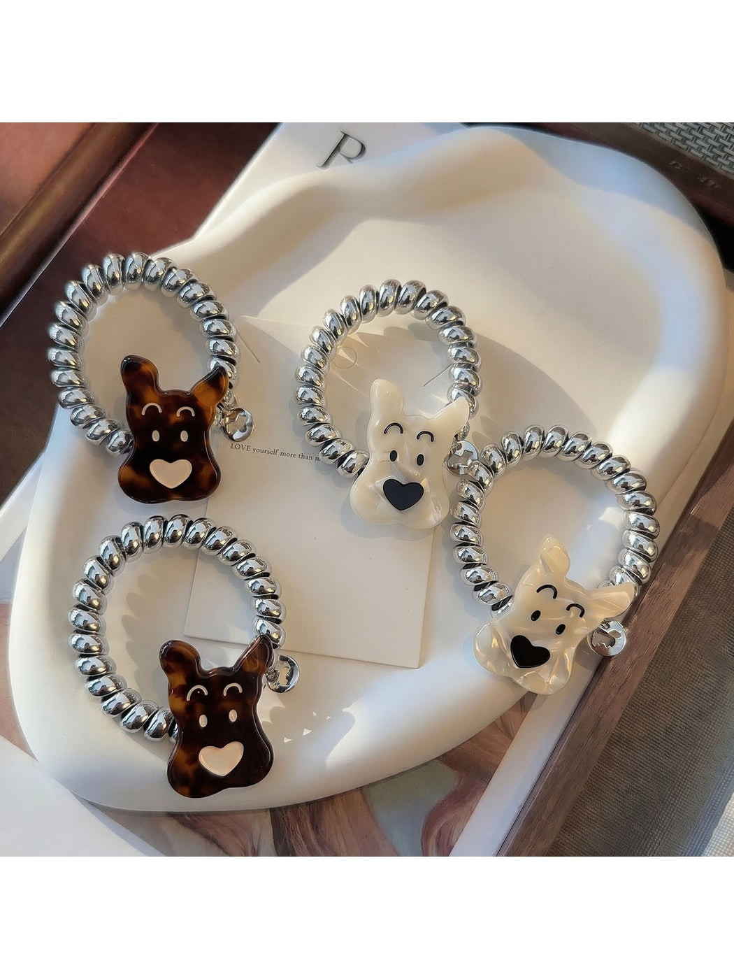 Gifty - Cute Dog Charm Telephone Cord Spiral Hair Tie