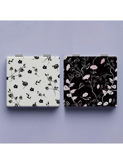 Mirroray - Vintage Rose Motif Square Compact Mirror