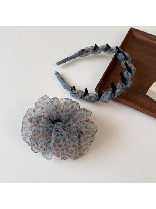 Beau - Floral Mesh Gathered Polyester Banana Clip