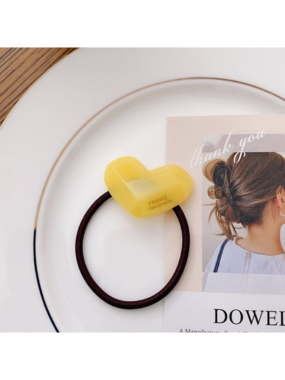 Gifty - Candy Color Heart Acetate Hair Ties Ponytail