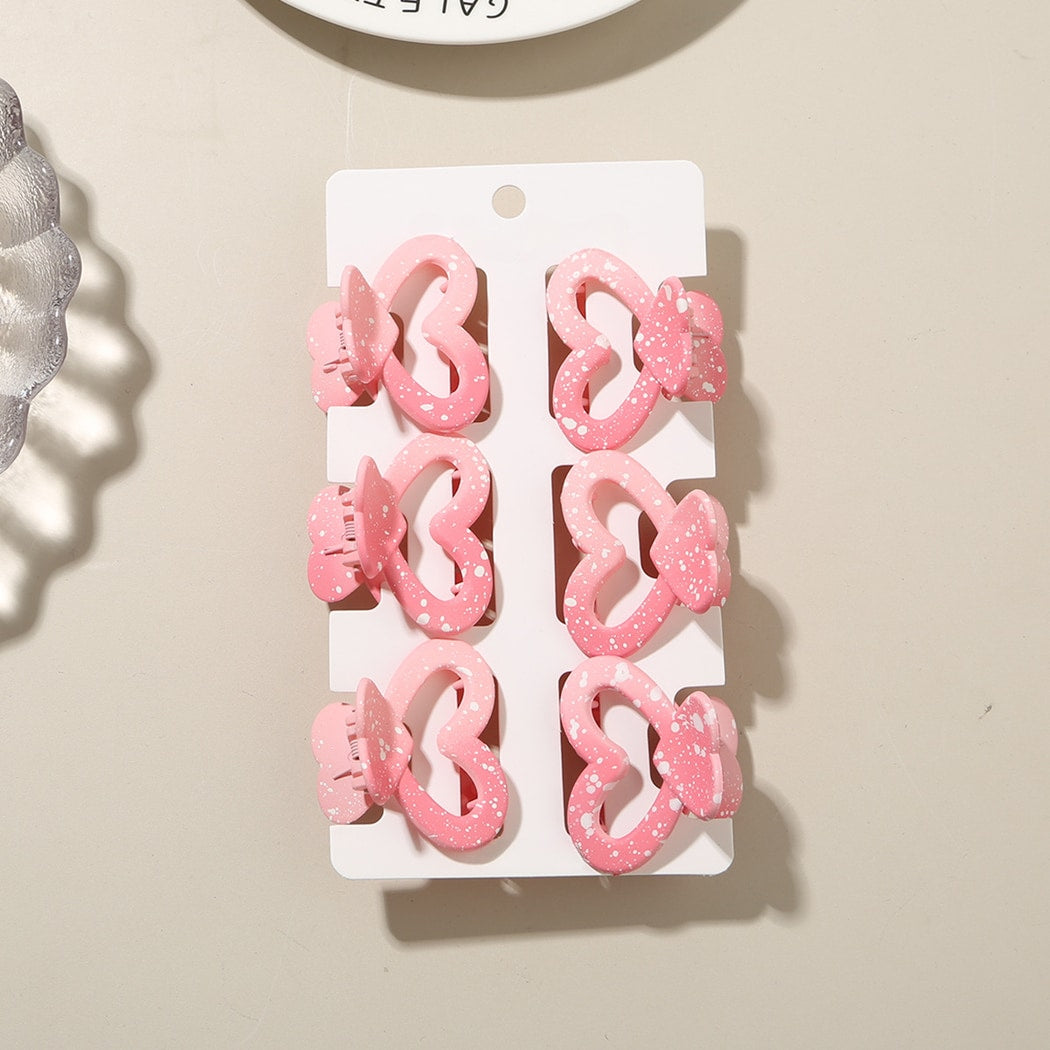 Beau - 6 Piece Heart Design Claw Hair Clips Set