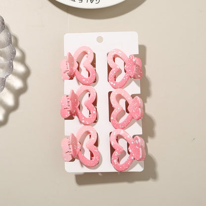 Beau - 6 Piece Heart Design Claw Hair Clips Set