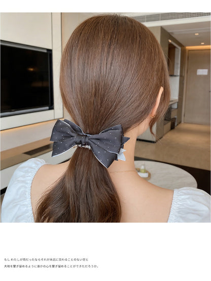 Beau - Polka Dot Satin Bow Hair Clip