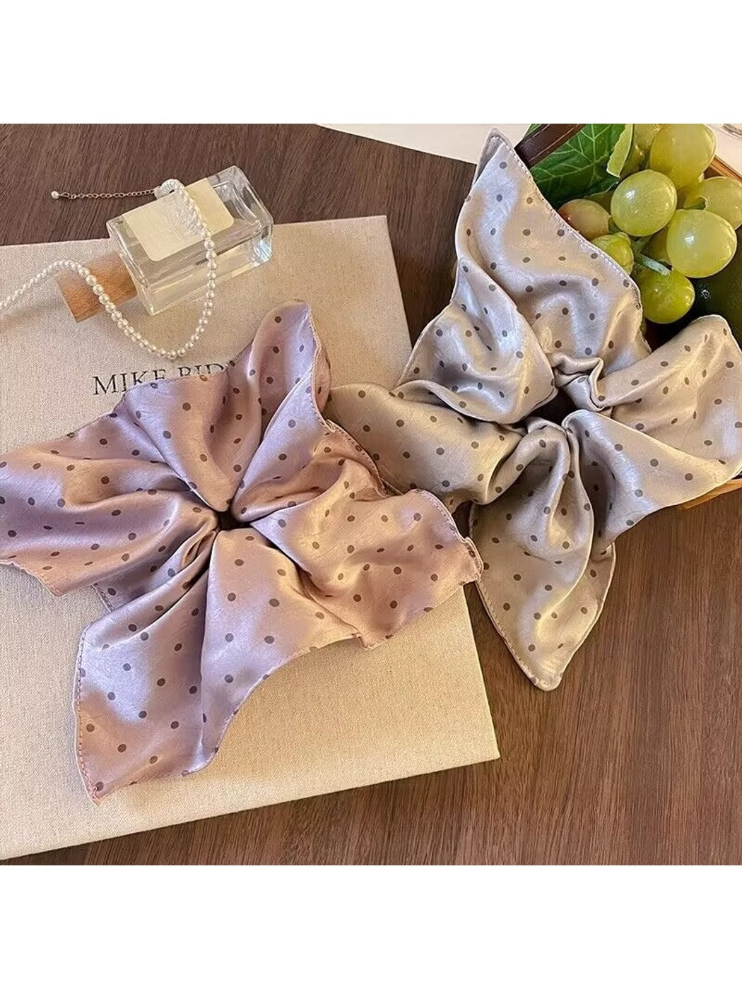 Gifty - Polka Dot Satin Finish Polyester Scrunchie
