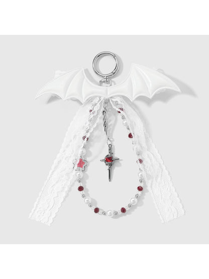 Keypus - Y2K Lace Bow Bat Shape Bag Charm Keychain