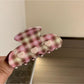 Beau Fresh Plaid Acetate Hair Clip styled in a casual updo hairstyle