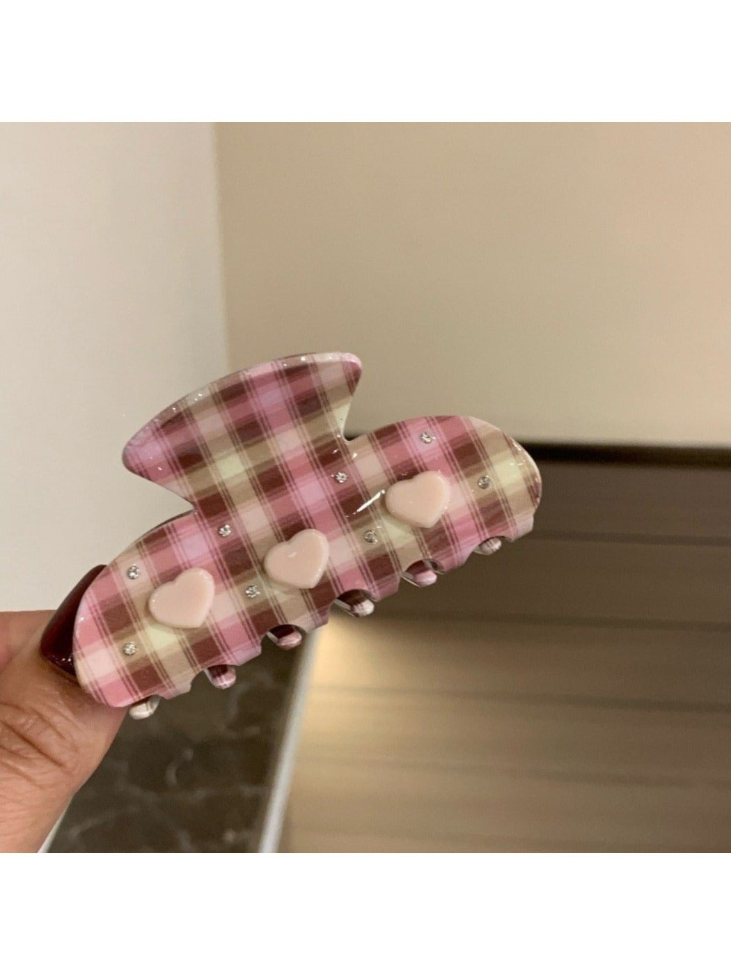 Beau Fresh Plaid Acetate Hair Clip styled in a casual updo hairstyle