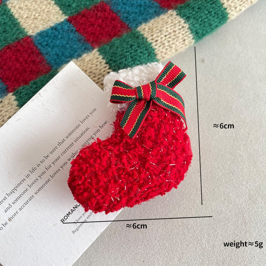 Beau - Red Christmas Theme Bow Detail Hair Clip