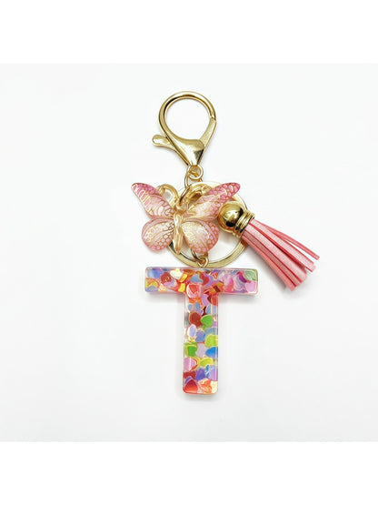 Keypus - Delicate Butterfly Letter Pendant Keychain