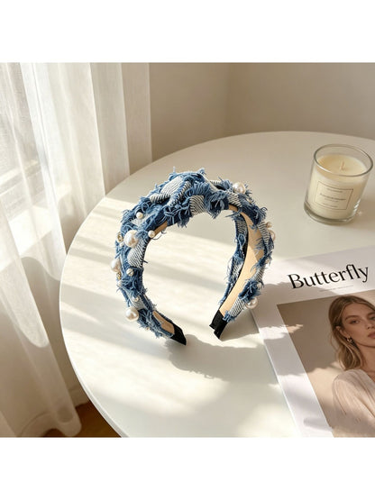 Gifty - Denim Look Knotted Bow Detail Headband