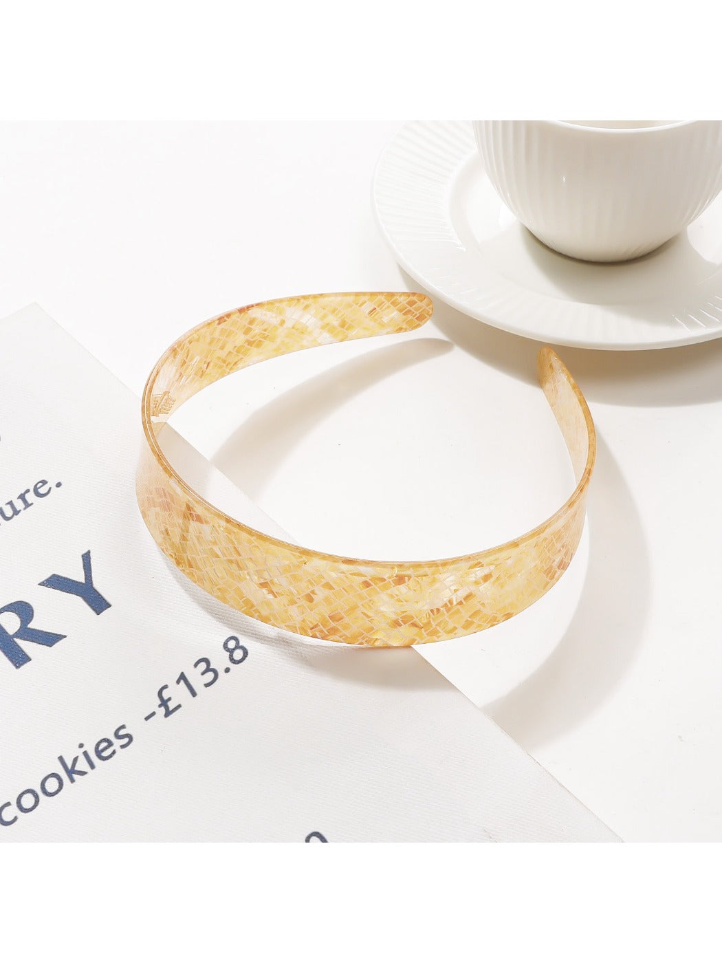 Gifty - Glossy PVC Grid Texture Wide Headband