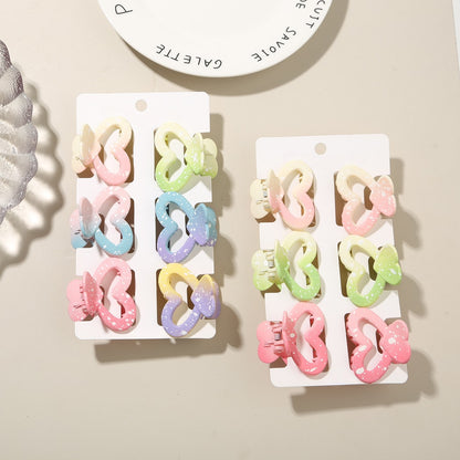 Beau - 6 Piece Heart Design Claw Hair Clips Set