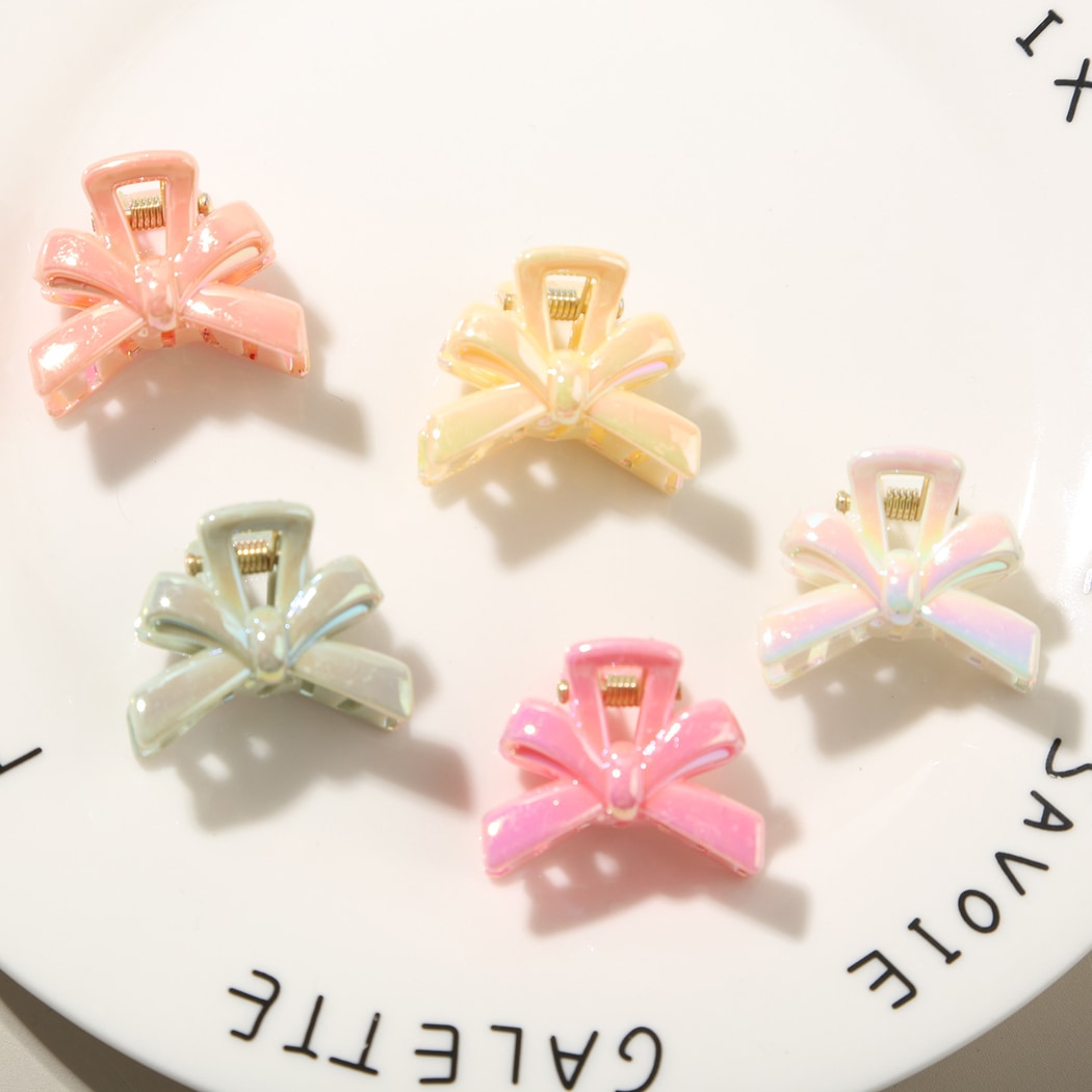 Beau - Glossy Bow Design PS Alloy Claw Hair Clip