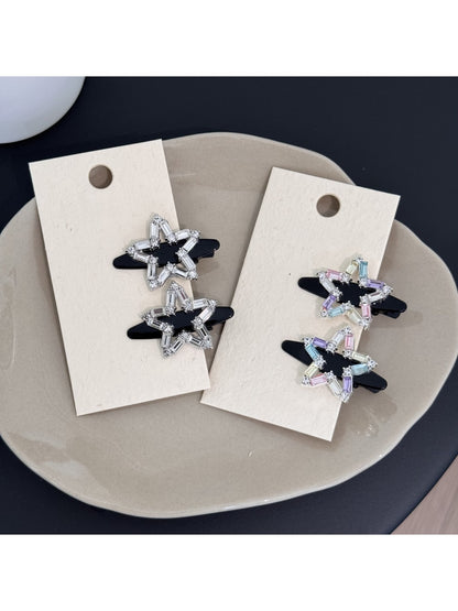 Beau - Rhinestone Five-Point Star Accent Hair Clip