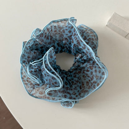 Gifty - Leopard Print Mesh Ruffled Scrunchie