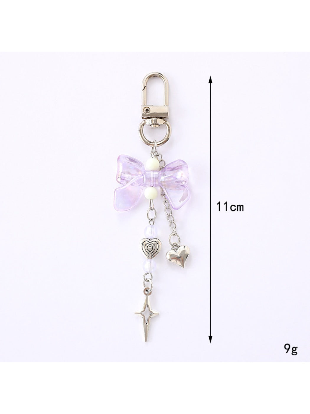 Keypus - Heart Shaped Star Pendant Bow Keychain
