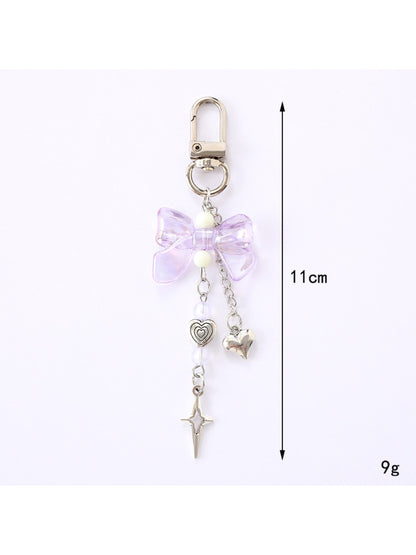 Keypus - Heart Shaped Star Pendant Bow Keychain