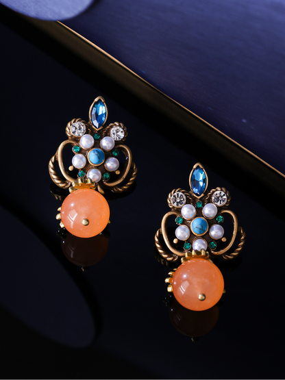 Earedge - Retro Round Accent Geometric Stud Earrings