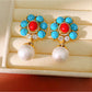 Earedge - Vintage Floral Rhinestone Stud Earrings