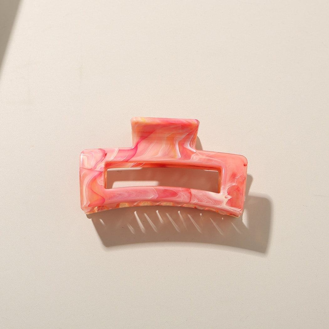 Beau - Marble Pattern Rectangle PS Hair Claw Clip