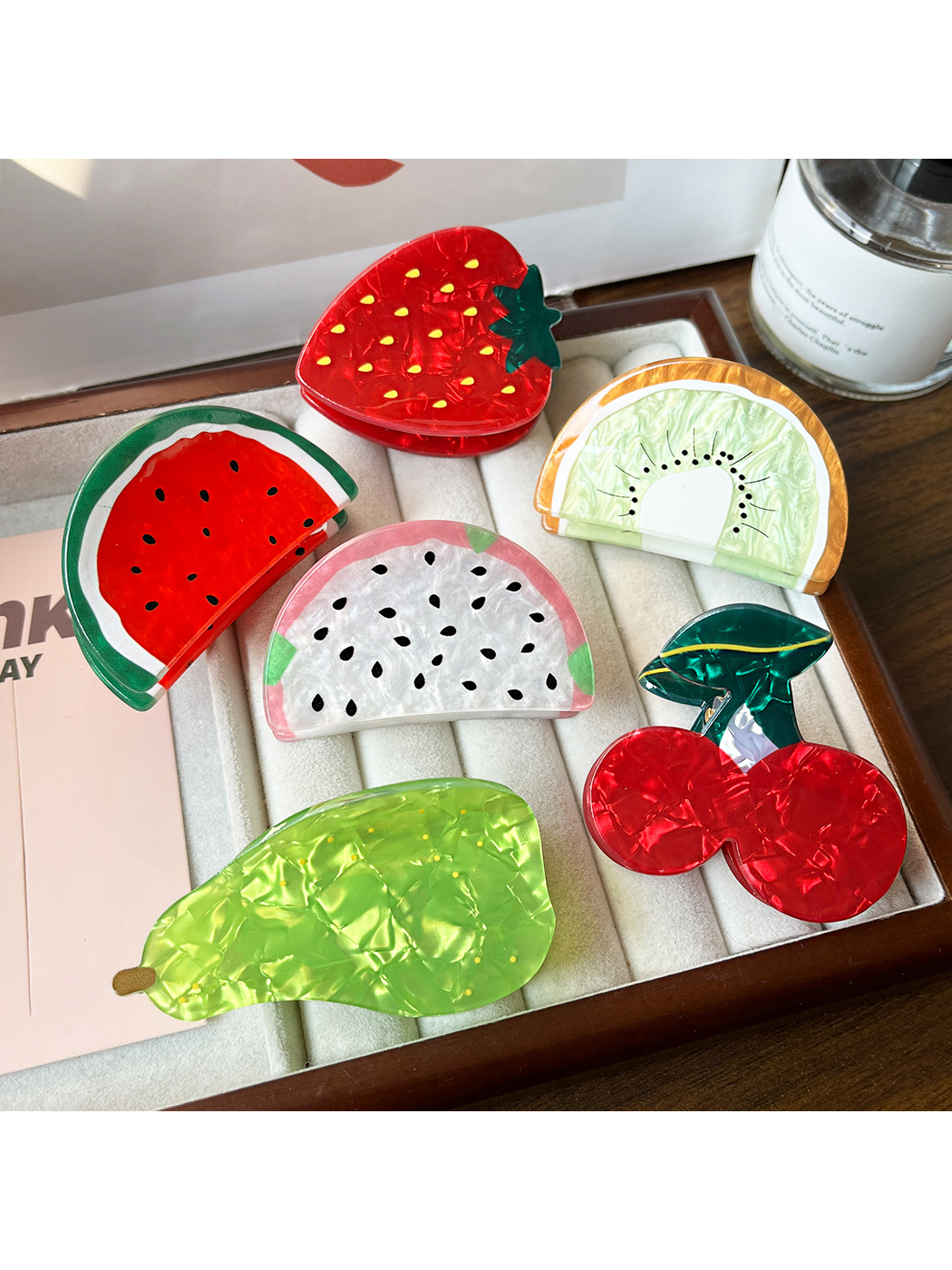Beau - Geometric Fruit Ring Design PVC Hair Claw Clip