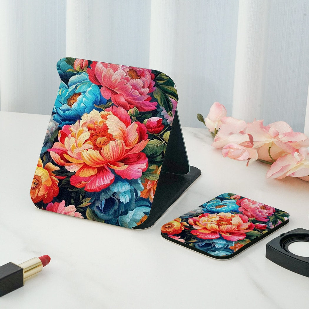 Mirroray - Double Sided Floral Printed Folding Makeup Mirror