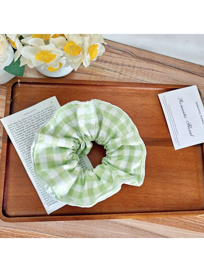 Gifty - Plaid Polyester Fabric Ruffle Edge Scrunchie