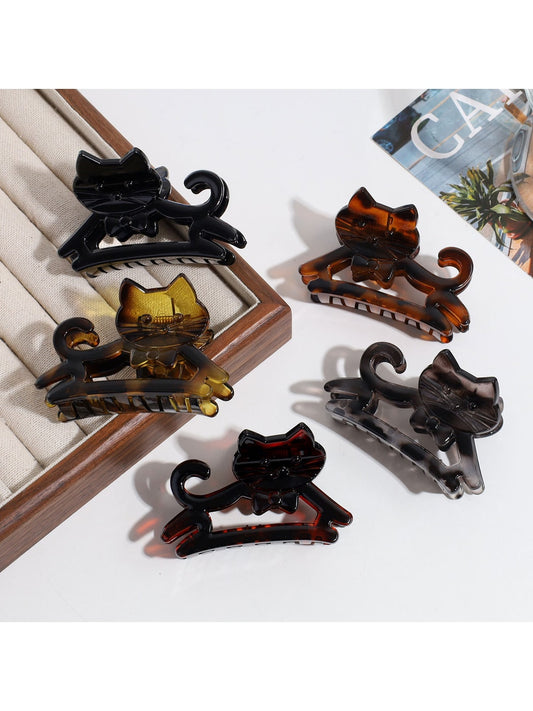 Beau - Glossy Cat Shape Acrylic Alloy Hair Claw Clip