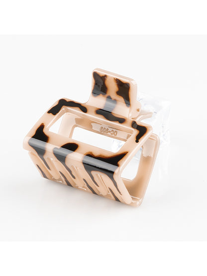 Beau - Leopard Print Openwork Square Claw Clip