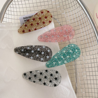 Beau - Glitter Star Pattern Acrylic Hair Clip