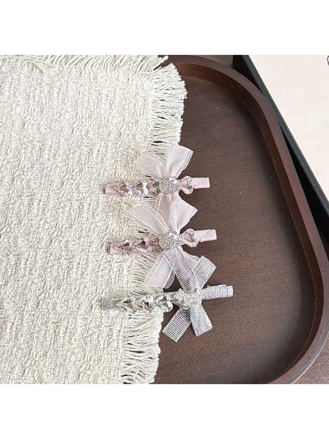 Beau - Polyester Alloy Bow Accent Side Hair Clip