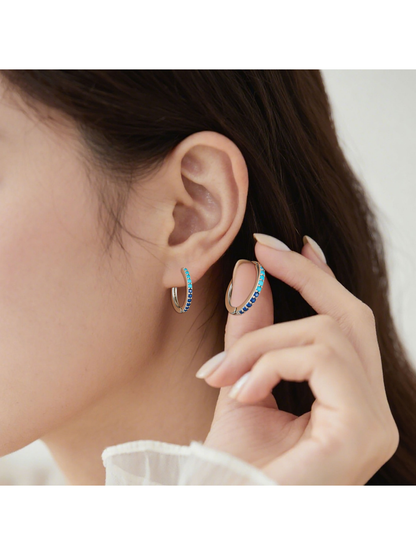 Earedge - Geometric Blue Gradient Alloy Earrings