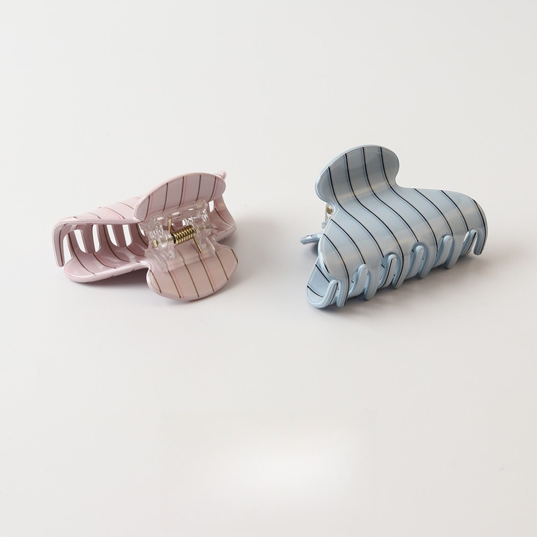 Beau - PVC Striped Pattern Curved Claw Clip