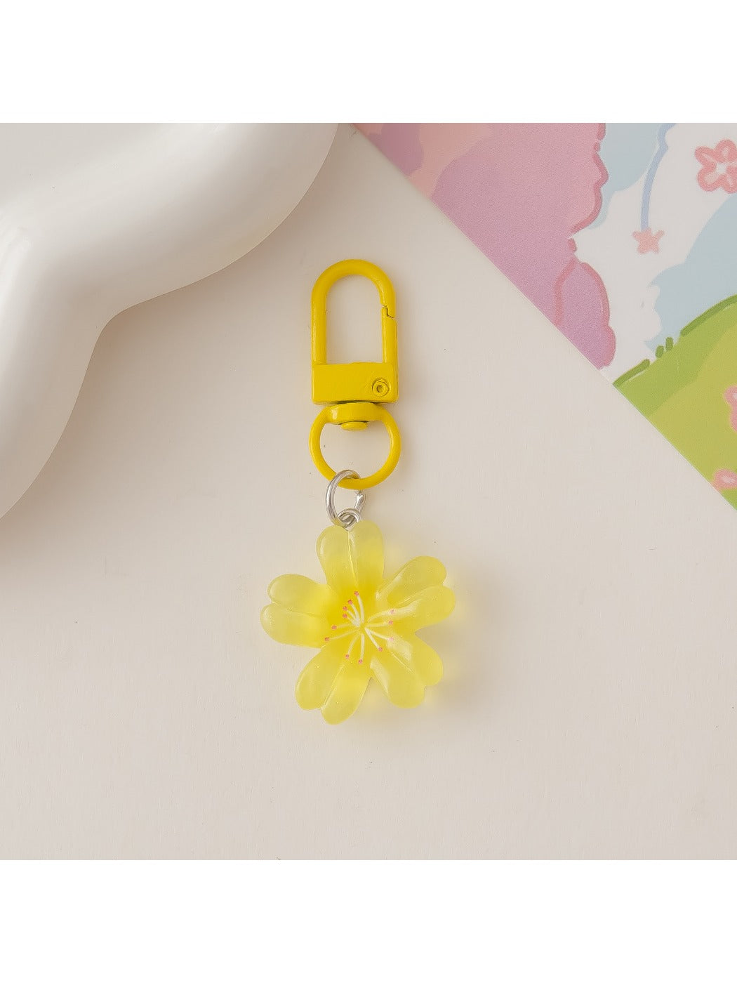 Keypus - Cute Solid Color Cherry Blossom Keychain