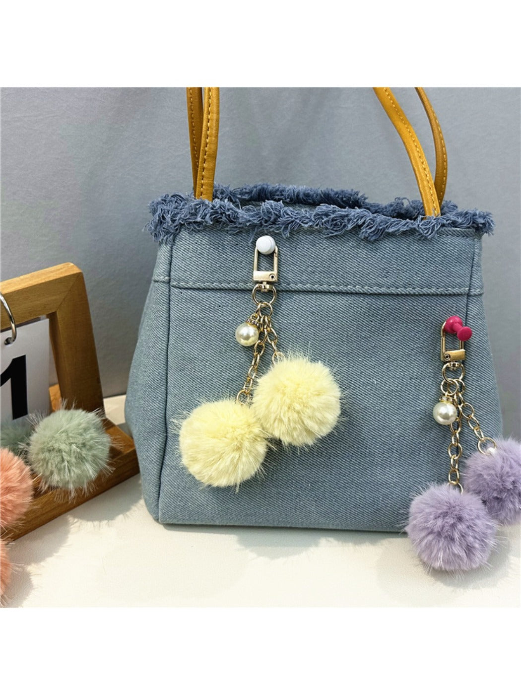 Keypus - Colorful Plush Pompom Bag Charm Keychain