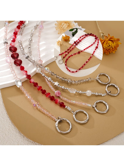 Keypus - Acrylic Heart Beaded Crossbody Phone Chain