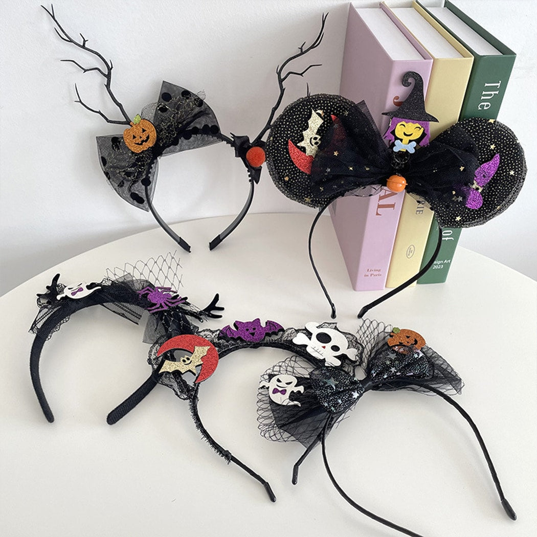 Gifty - Halloween Pumpkin Ghost Lace Dress-Up Headband