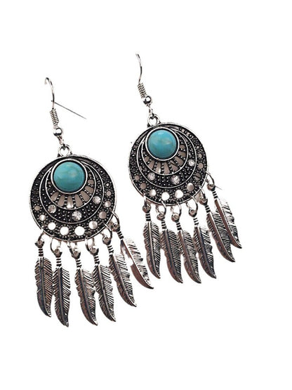 Earedge - Vintage Leaf Drop Earrings with Fringe