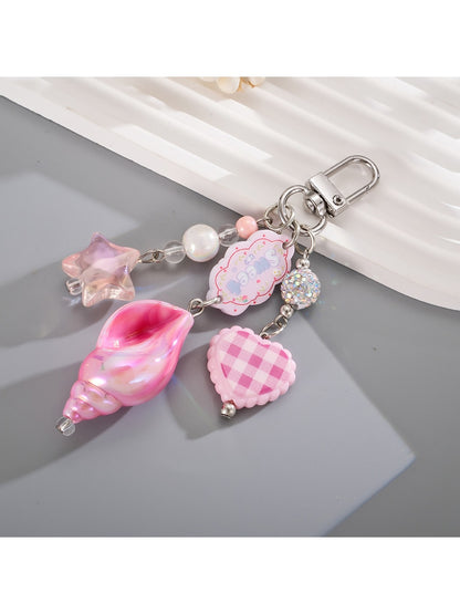 Keypus - Acrylic Conch Gingham Heart Bag Charm Keychain