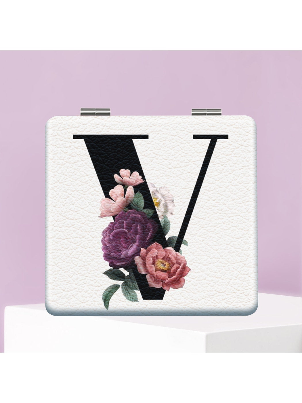 Mirroray - Floral Letter Design Folding Makeup Mirror