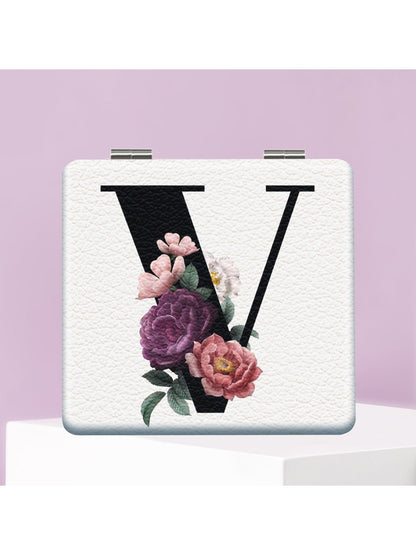 Mirroray - Floral Letter Design Folding Makeup Mirror