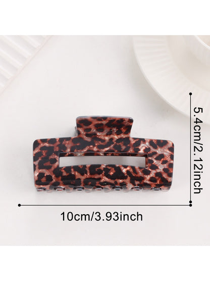 Beau - Leopard Print Square Openwork Claw Clip