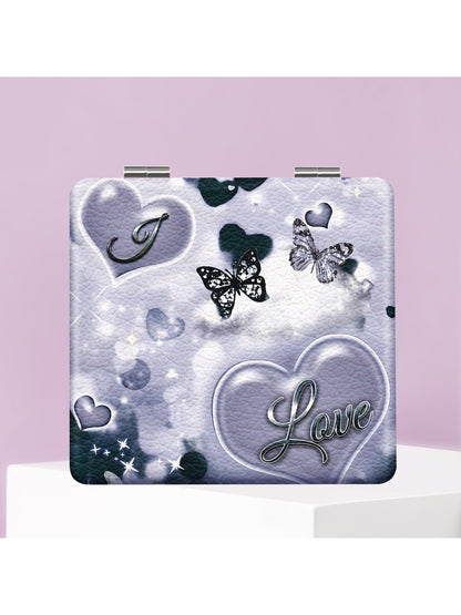 Mirroray - Y2K Heart Print Foldable Makeup Mirror