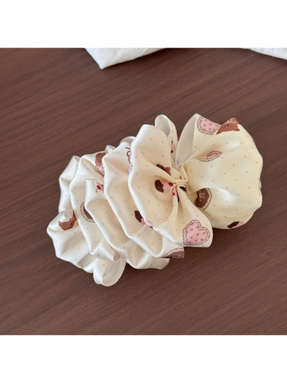 Beau - Bear Print Layered Bow Banana Clip